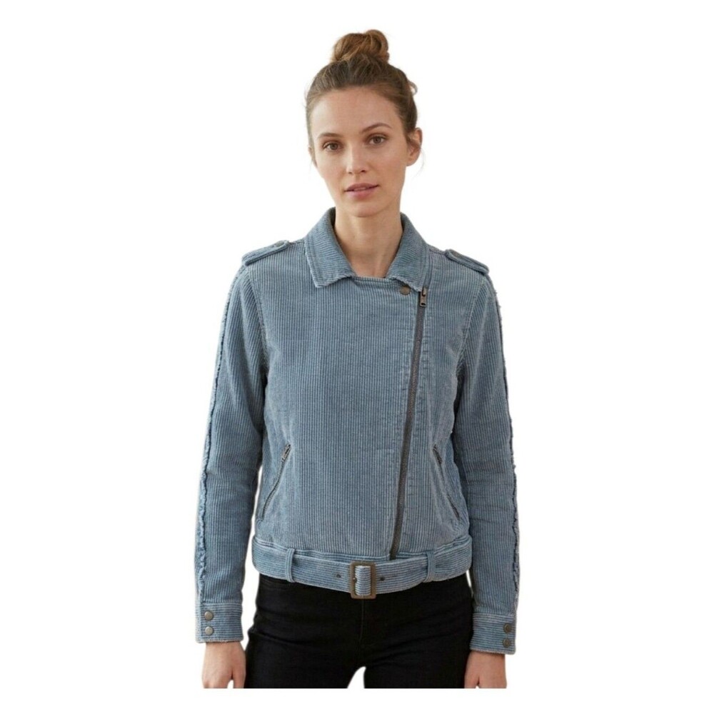POL Corduroy Moto Jacket Sage Green Women's M 100% Cotton